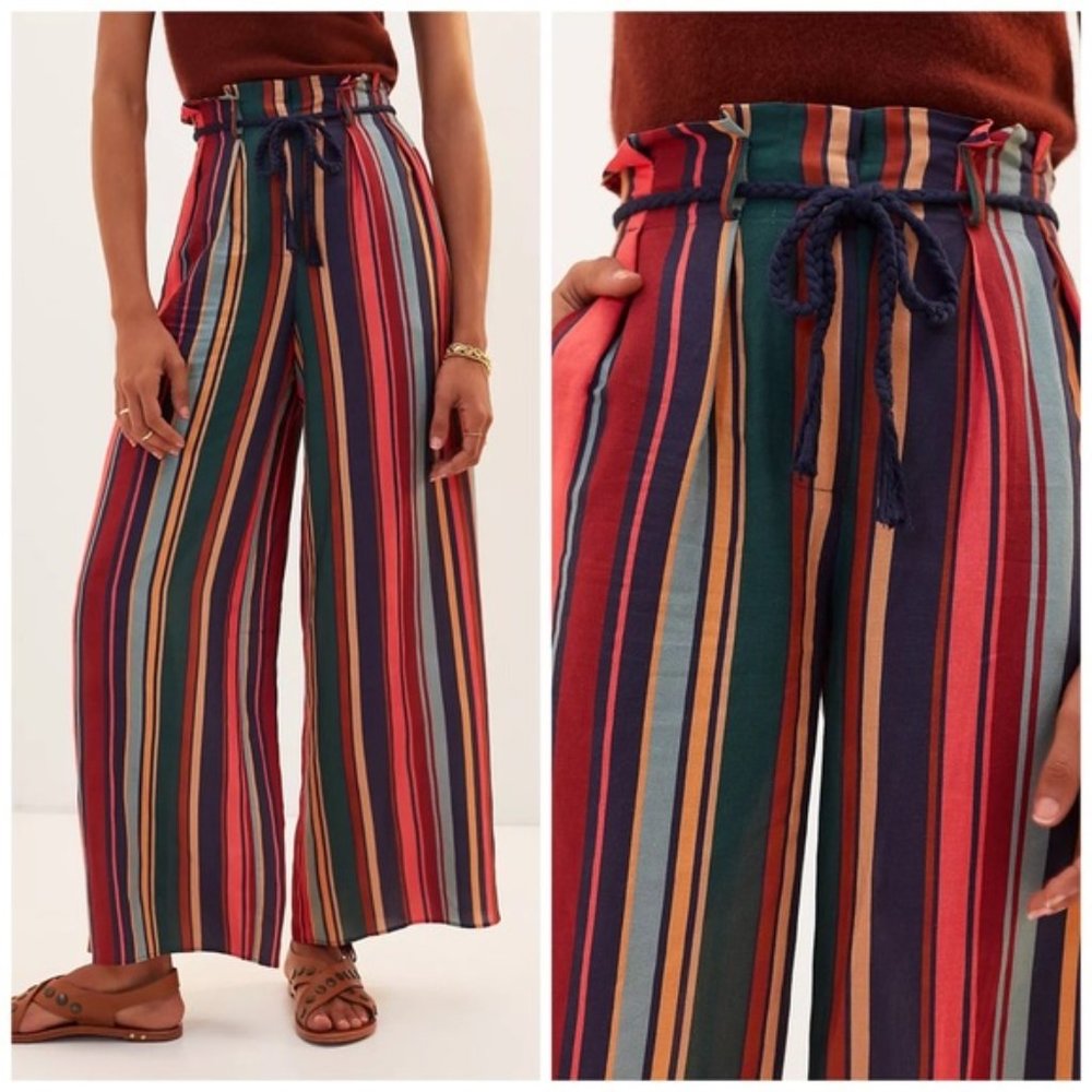 NWT Anthropologie Farm Rio Striped Wide-Leg Pants (XS)